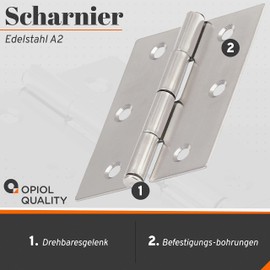 OPIOL QUALITY® Hinge Punched 30 x 30 mm Made of Stainless Steel A2 V2A (Pack of 4) Hinges Connectors Stainless Steel Hinge Door Hinge Screw-On Door Hinge