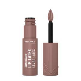 Rimmel London, Thrill Seeker Lip Latex, Rossetto liquido, Lucidalabbra, labbra, Rossetto con acido ialuronico, Tinta labbra, Morbidezza e lucentezza, Vitamina E, Aloe Vera, 6 ml, 500 Light Cappuccino