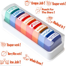 Stamps for Teachers, Teacher Stamps for Classroom Teacher Stamps for Grading 8pcs Homework Stamps for Teachers, Classroom Stamps for Teachers Incentives for Elementary Students with Storage Box (C)