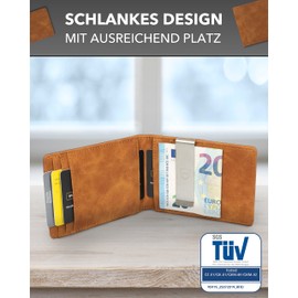 Kronenschein® Premium Men's Wallet with Money Clip, RFID Slim Wallet, Credit Card Case Gk-03, brown