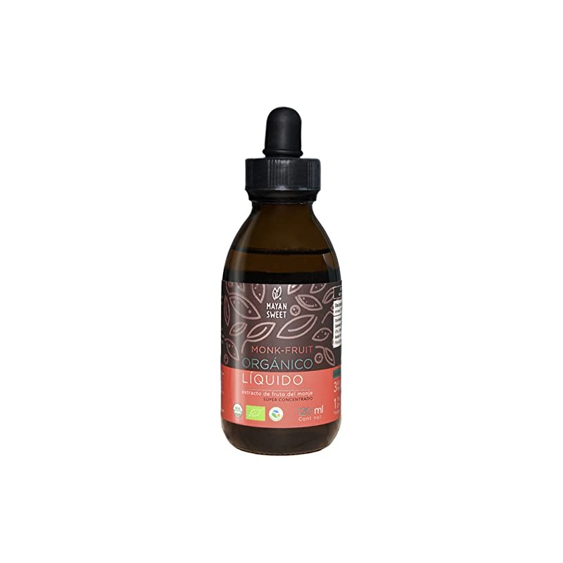 Monk Fruit Orgánico Líquido, 120 ml, Rinde 700 tazas, Mayan