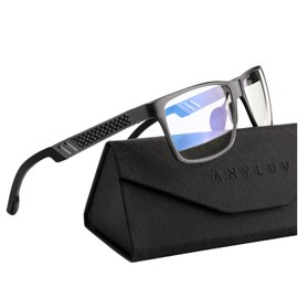 ANYLUV Reading Glasses for Men Blue Light Blocking, Premium Square Computer Mens Reading Glasses 1.75 with Al-mg Frame