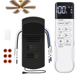 Ceiling Fan Remote Control Kit, Dimmer, AC Motor 3-Speed Becomes 6-Speed, Display C eiling F an Light Timing, Universal Ceiling F an Remote Control Replacement for 110V AC Fan, Not for Hugger Fan/DC