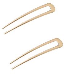 LOHGOU 2Pcs Large French Style Hair Forks Shell U Shaped Hair Pins for Women and Girls, Vintage Hair Pins Hairstyle Accessories for Buns, Long and Thick Hair (Gold)
