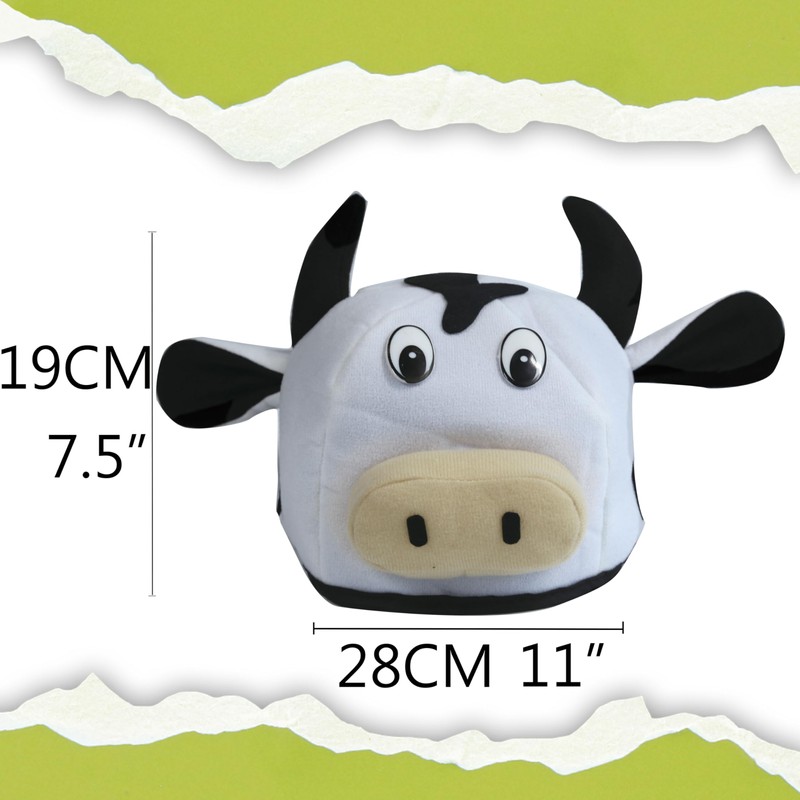 Cow Head Hat - Fun Animal Costume Headwear with Floppy