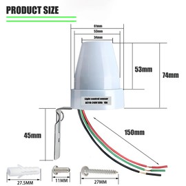 Meskliu Photocell Light Sensor,10A AC110-240V Dusk to Dawn Outdoor Photoelectric Light Control Switch,Hard-Wired Post Eye Light Control with Automatic Illumination Detection Circuit