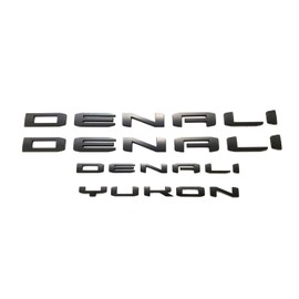 4Pcs Denali Yukon Emblems Door Rear Tailgate Letters Nameplate 3D Badge Replacement for 2021-2023 Yukon Yukon XL (Matte Black)