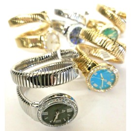 Colleen Lopez Round Dial Coil Wrap Bracelet Watch, Abalone / Silvertone LP- $155