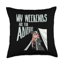 My Weekends Are for Adventures - Tent Women Camping Throw Pillow
