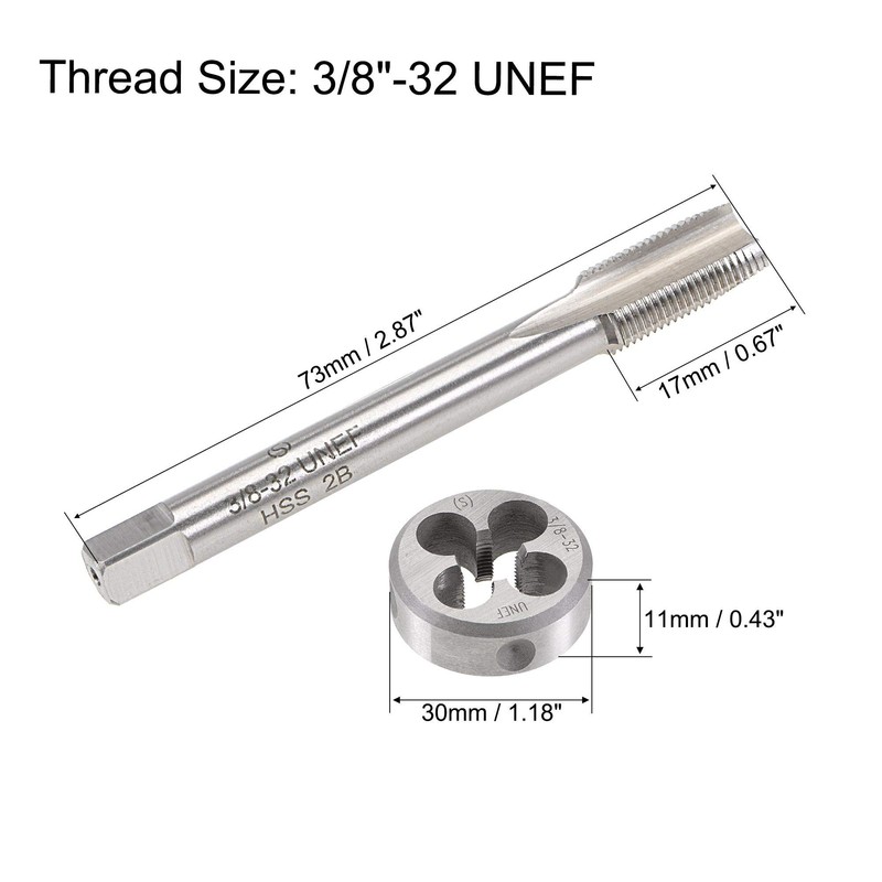 sourcing map 3/8"-32 UNEF Tap and Die Set, HSS Machine