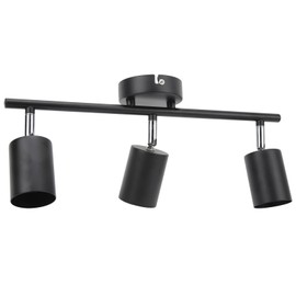 LED Track Lighting Kit, 90 Degrees Rotatable 3 Light Head Ceiling Spotlight Fixture for Bedroom, Living Room, Kitchen, Dining Room, Hallway, Bulbs Not Included, Matte Black