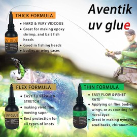 Riverruns UV Clear Glue Three Formula Thick Glue Fly Tying for Building Flies Flies Heads Bodies and Wings Tack Free Special Introductory Sale!(UV Thick Glue)