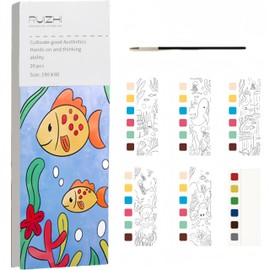 Mini Paint Pad,Mini Watercolour Paint Pad,Portable Pocket Watercolour Painting Book,Cute Watercolor Paints Set,Travel Paint Set Watercolor Coloring Books with Paintbrush and Palette(Deep Sea Dream)