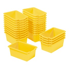 ECR4Kids Scoop Front Storage Bins, Multipurpose Organization, Yellow, 25-Piece