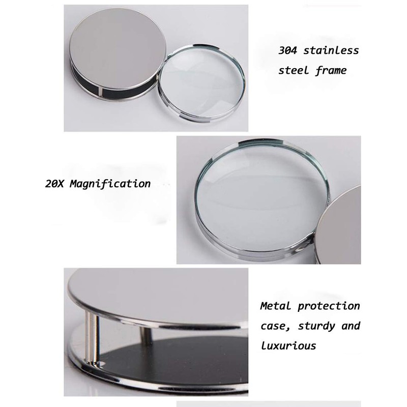 Mini 20X Folding Pocket Magnifier with Metal Case - Portable