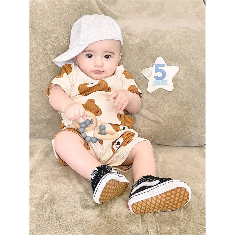 Infant Baby Boys Short Summer Outfit Toddler Bear Print T-Shirt