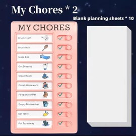 2 Pcs Chore Chart for Adults to do List My Chores Checklist Task Board Sliding Routine Chart for Kids, Memo Boards Slider Schedule DIY Detachable Daily Checklist Planning Table (2Pcs Pink My Chores)