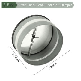 YOKIVE 3.9-inch Backdraft Damper Shutter, 2 Pcs Inline Spring Loaded Blocker Dryer Duct Damper, Great for Retrofitting Ducting Preventing Unwanted Drafts in Metal Ducts (Silver Tone)