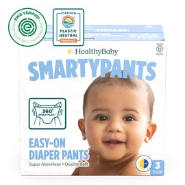 SmartyPants Pull Up Style Diapers | EWG Verified Safe & Plant-Based | Quilted 360 Waistband, Super Absorbent for Overnight Leak Protection | Training Pants by HealthyBaby | Size 3 (54 Count)