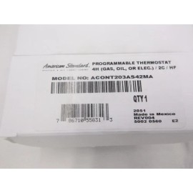 American Standard ACONT203AS42MA Universal Programmable Thermostat 4 Heat 2 Cool