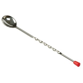Garden Of Arts Stainless Steel Bar Tool | Bar Accessories | 11 inches Curvy Design with red or Multi Colour knob bar Cocktail Spoon | Bar Spoon | Long Spoon | Cocktail Mixer | Set of 2 Pieces