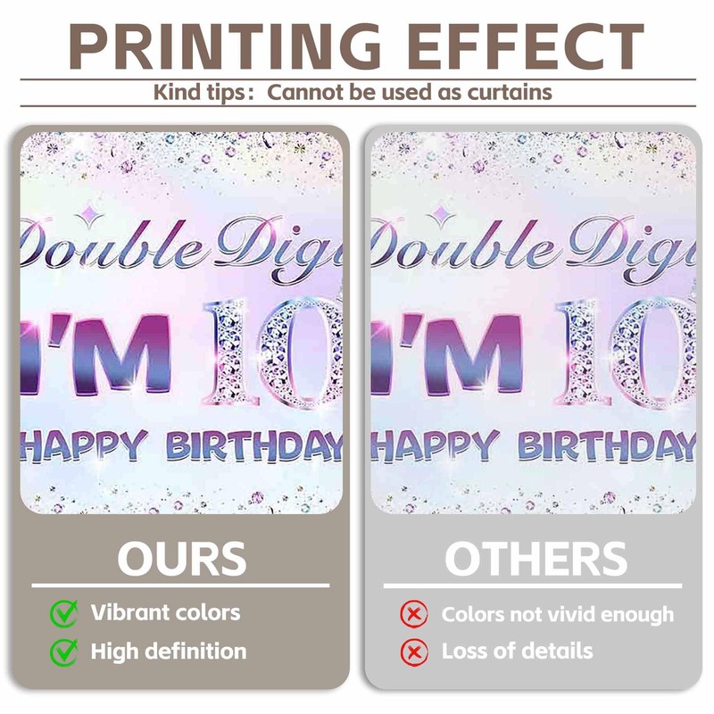 Swepuck Fabric 72x43inch 10th Birthday Pink Purple Backdrop