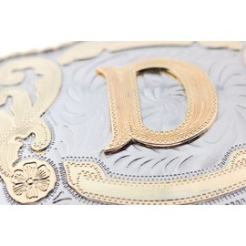 Belt Buckle Initial Letters ABCDMRJ to Z Cowboy Rodeo Small Gold Belt Buckles for Men Women
