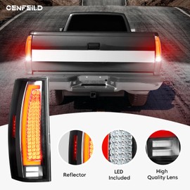 LED Tail Lights Pair Fit for Chevy Suburban 1500 2500, for Tahoe, for GMC Yukon XL 1500 2500 Pickup 2007-2013 (NOT Fit Barn Door & Hybrid Models), Rear Taillights Assembly, Chrome Housing Clear Lens