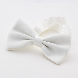 Youteer Men's Pre-Tied Bow Ties, Adjustable Length Classic Satin Bow Ties with Rose Brooch for Wedding and Party, White