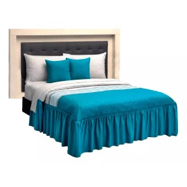 Elefantito Colcha Matrimonial Con 2 Cojines Bellagio Azul Ultrasoft Color Turquesa
