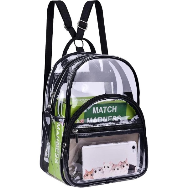 Unbranded Small Clear Backpack Clear Bag Stadium Approved 12"x9"x4" Transparent