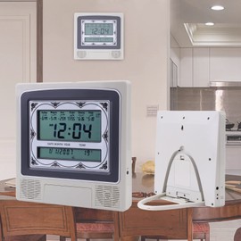 Muslim Islamic Prayer Wall Clock Backlight Function Athan Alarm Tower Shaped Clock Prayer Times Wall Clock , Masjid Clock with Time, Date, Temperature for Home’s Living Room