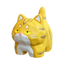 BovcTrraann Cute Carved Cat Figurine, Orange Kitty Desktop Ornament, Handmade Cat Statue Ornament, Lovely Kitten Statue for Shelf, Cabinet, Tabletop, Kitchen, Office, Car, Home Decor