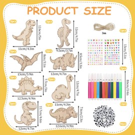 JDBlissful 89 Pack Dinosaur Wooden Craft Set, Dinosaur Woodcrafts for DIY Children Painting Design Wooden Craft Sets for Dinosaur Woodcrafts for DIY Children Painting Design
