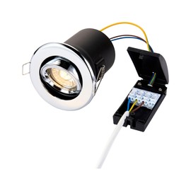 Saxby 50682 50W shieldPLUS MV Tilt Recessed Fire Rated Downlight GU10 Ceiling Spotlight - Chrome