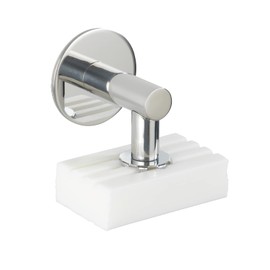 WENKO Stainless Steel Shiny Soap Holder with Magnet and Turbo-Loc Wall Mount for Gluing, 4,5 x 4 x 7 cm, Glossy