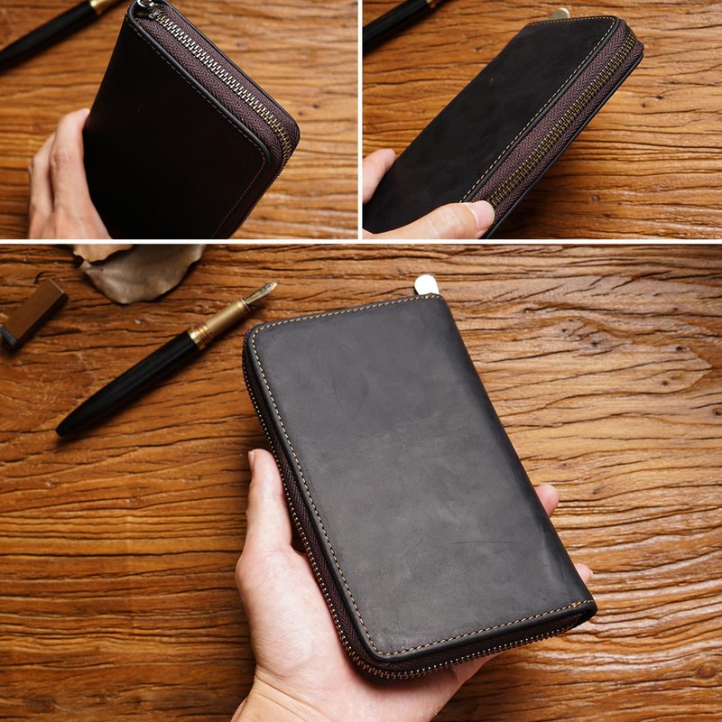 Pen Case, Genuine Leather, Pencil Case, Large Capacity, For Adults,