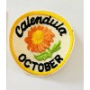 Vintage Calendula October Patch Embroidered Flowers Of The Month Sew