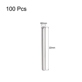 sourcing map 100Pcs 2mm x 22mm Dowel Pin 304 Stainless Steel Pegs Support Shelves Silver Tone