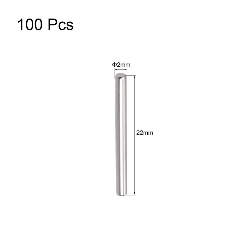 sourcing map 100Pcs 2mm x 22mm Dowel Pin 304 Stainless