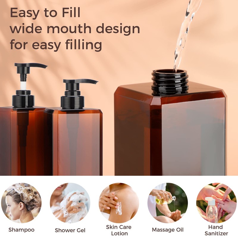 Suream Large Pump Bottles for Shampoo and Conditioner, 3Packs 33.8oz
