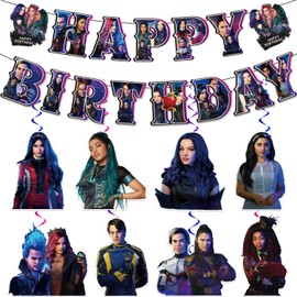 Movie Birthday Decorations, Movie Theme Happy Birthday Banner Hanging Swirls,Purple Party Supplies for Girl Boys Birthday Party, Popular Happy Birthday Decorations