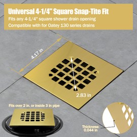 42361 Shower Drain Cover for Oatey 130 Series, 4-1/4" Brushed Gold