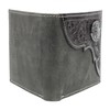 American Bison Tooled Side Bifold Wallet with Conchos–Oil Pull Up