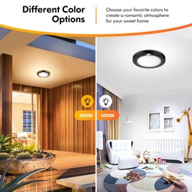 2-Pack Motion Sensor LED Ceiling Lights, 15W-100W Equivalent, 1200LM 3 Colors in 1(3000K/4000K/5000K), 7.5inch Black Flush Mount Lighting Fixture for Closet Room, Hallways, Laundry Room, Non-Dimmable