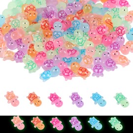 100 Pcs Luminous Mini Resin Turtles, Glow In The Dark Mini Animals Tiny Turtles Cute Tiny Turtle Figurines Resin Turtle Bulk Ocean Theme Decor for Home Garden Micro Landscape Aquarium Diy Doll House
