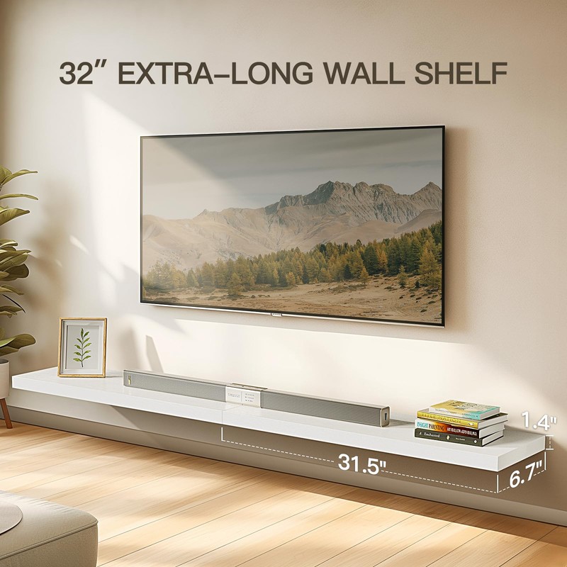 AMADA HOMEFURNISHING Floating Shelves, 32″ Large Wall Mounted Shelves for