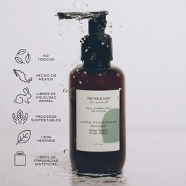 Remedios del Bosque Jabón Purificante para Cara con Moringa y Bardana, Jabón Líquido Antioxidante no Reseca, para Piel sensible, madura, mixta y seca, 125 Mililitros