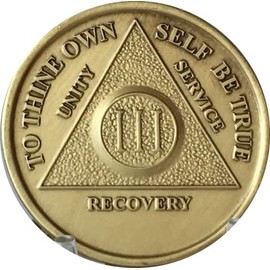 3 Year AA Medallion Traditional Bronze Raised Center Sobriety Chip