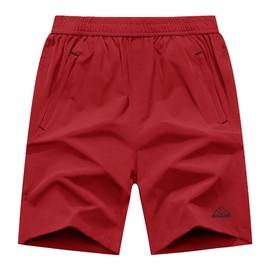 Rdruko Men's Quick Dry Running Shorts Lightweight Sports Athletic Shorts(Red, US XXL)